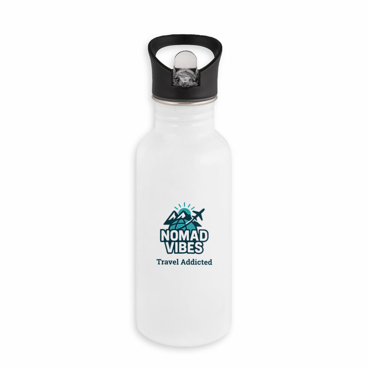 Nomad Vibes Wasserflasche aus Edelstahl mit Strohhalm